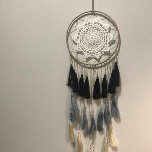 NIP Dreamcatcher - Crochet and Tassels Elegant White/Cream, Gray blue & Black